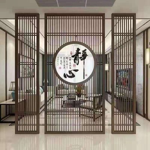 铁艺屏风隔断客厅办公室新中式花格遮挡入户玄关格栅背景镂空装1