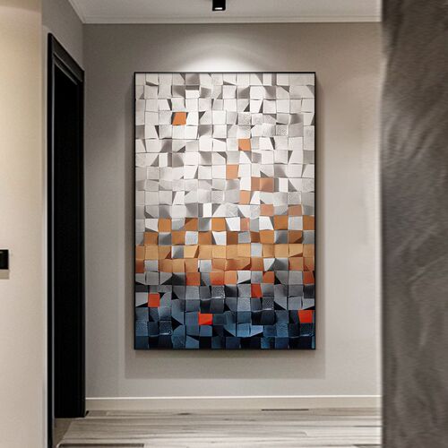 几何立体感客厅装饰画现r代简约沙发墙大幅落地画高级抽象餐厅画
