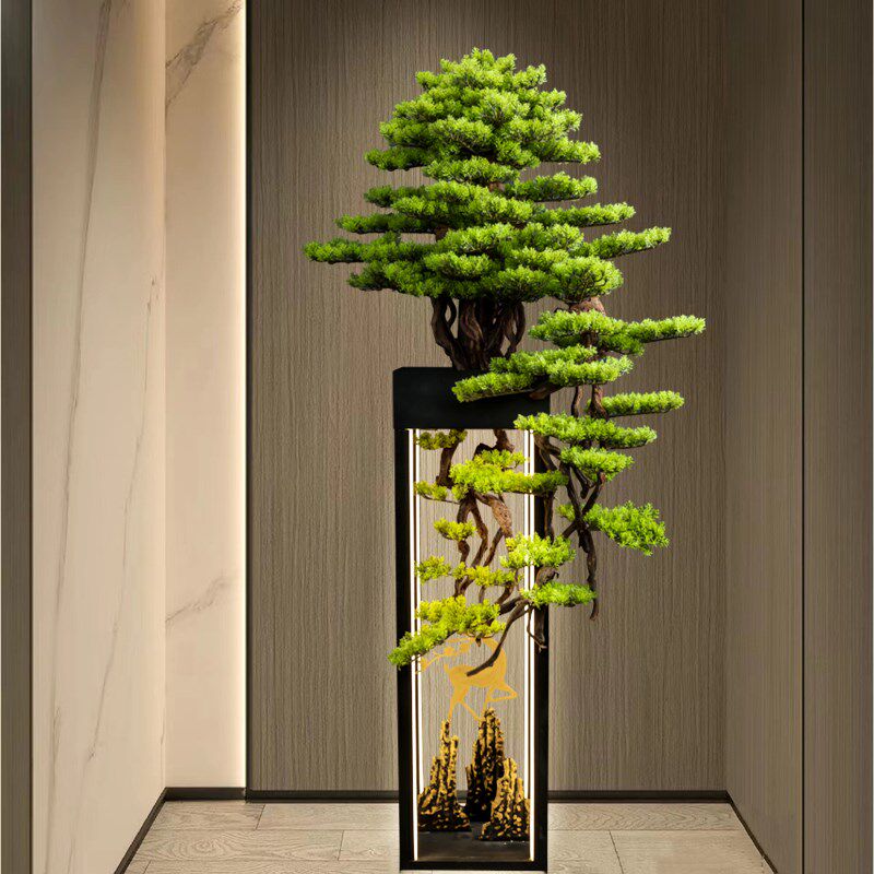 仿真迎客松假树绿植落地摆件酒店会所门口装饰松树U客厅罗汉松软