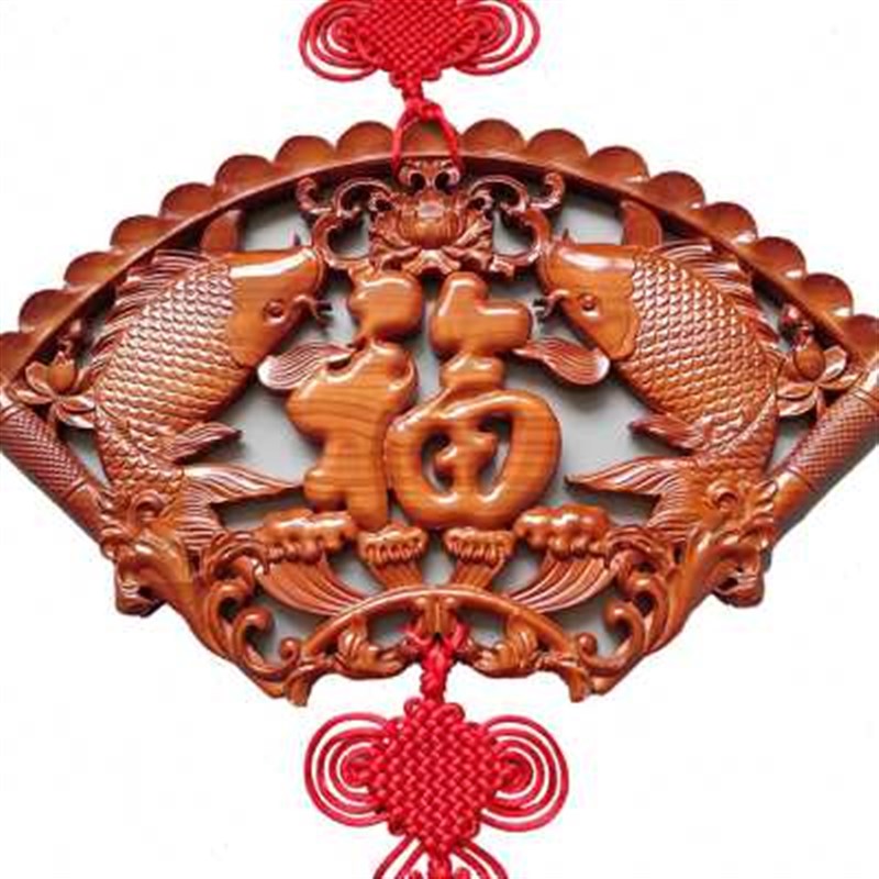 新款中国结桃木福字扇形挂件客厅玄关进门装饰家居挂饰新居乔迁送