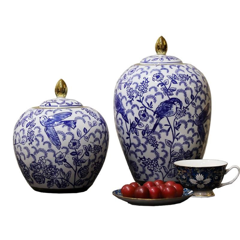 新中式陶瓷花瓶中古装饰插花青花瓷花艺摆件中国风花器家居摆设