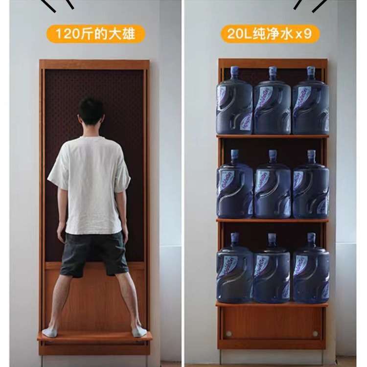 H+挂墙系统 实木洞洞板电视墙沙发后置物架书架玄关隔板