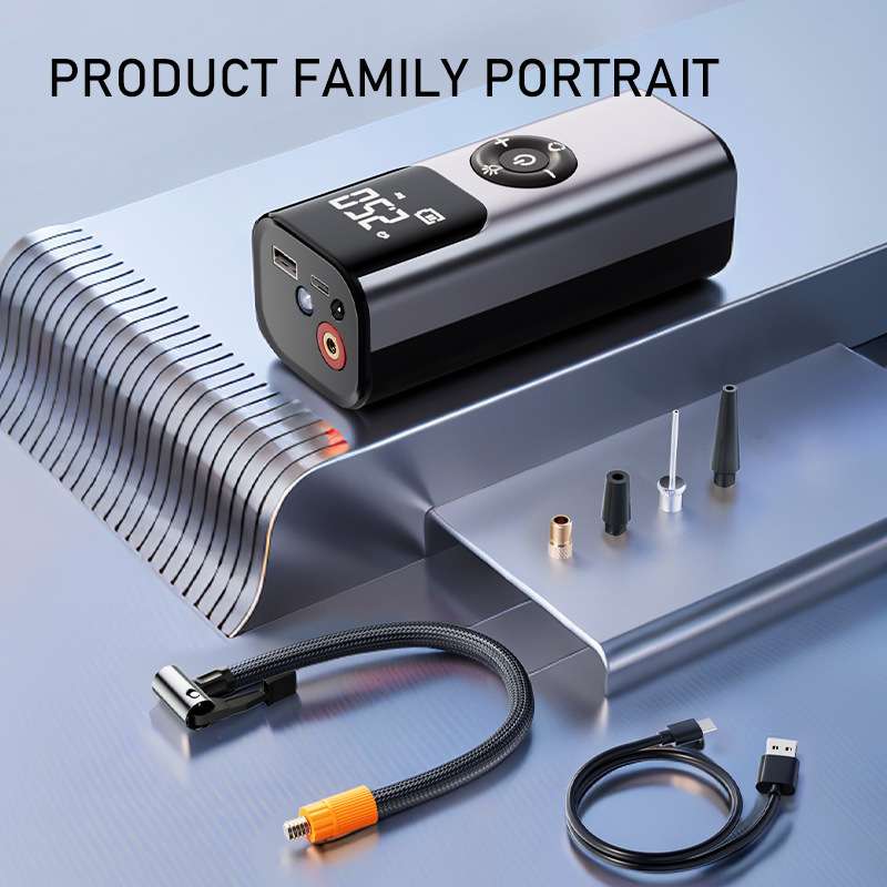 跨境车载无线充气泵便携式打气泵车用轮胎带测胎压轿车电动加气筒