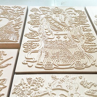 财神木雕版 实木榉木 木刻板 水印年画 雕版 可定制 国学活字印刷