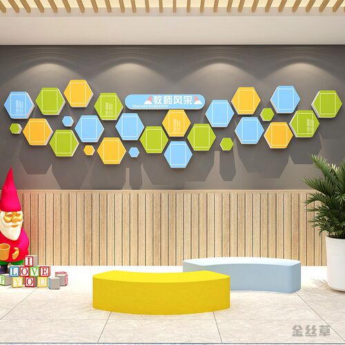 中小学幼儿园教师风采展示墙贴装饰展示栏板O环创宣传栏形象照片