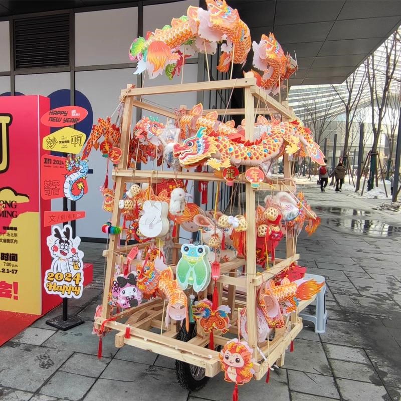 传统花灯车流动非遗鱼灯车龙灯文化D民俗传统古城货郎车花车小推