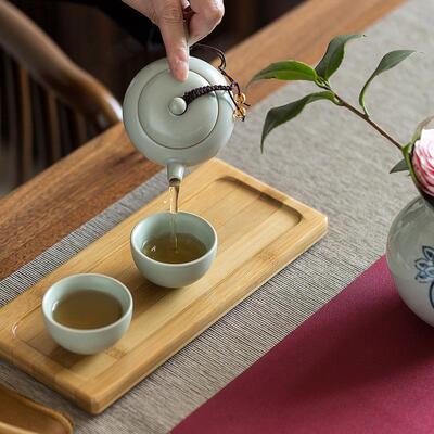 汝道 便携式旅行茶具一壶两杯户外泡茶汝窑茶壶杯车载随行套装印