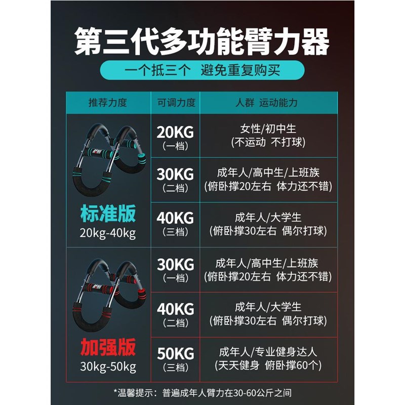 新型臂力器男士可调30锻炼胸肌训练健身器材家用腕力臂力棒