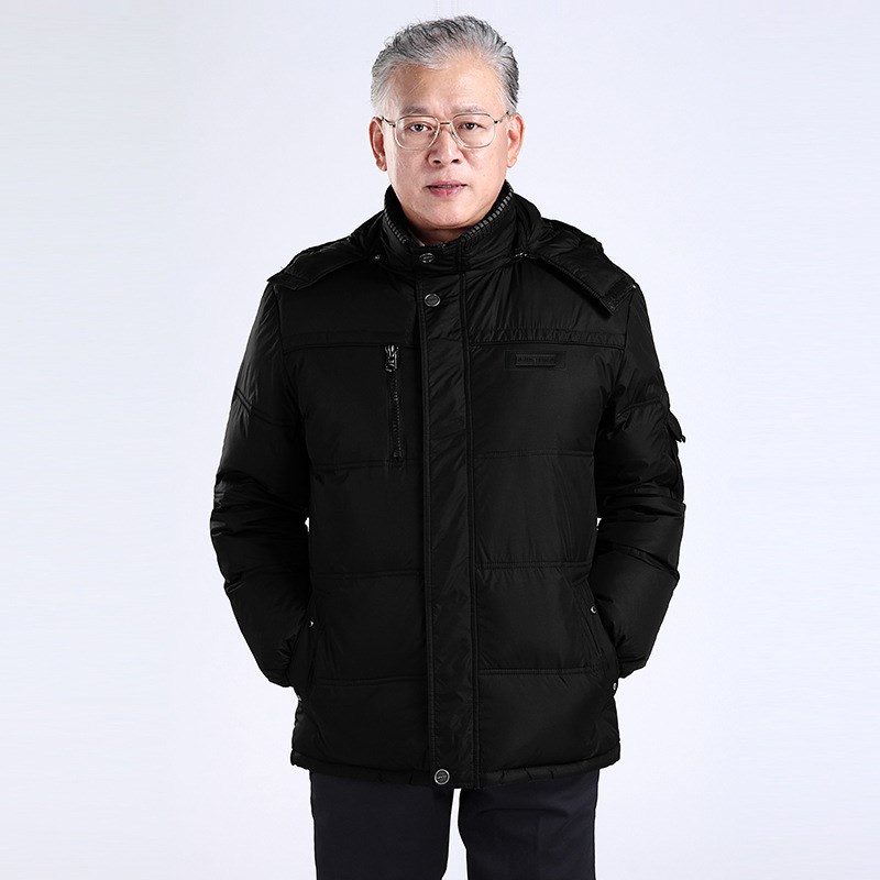 品质中年男士大红色棉服老人老年人男士爸爸酒红色棉袄男棉衣