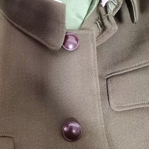 老式65胶木扣马裤呢中山装 中老年爸爸中山服毛料马裤呢套装