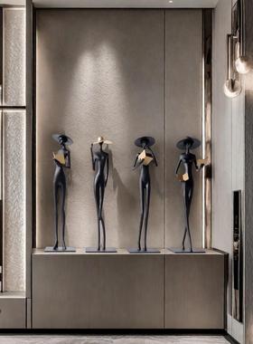 意式艺术看书人物雕塑摆件小众客厅玄关壁龛轻奢细长高级感工艺品