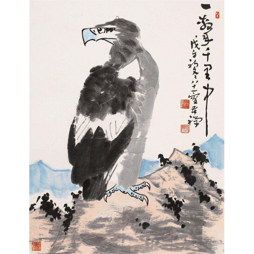 国画画鹰苦禅鹰图轴字国画贵宾室李装饰画花鸟办公雄装FWM饰商务