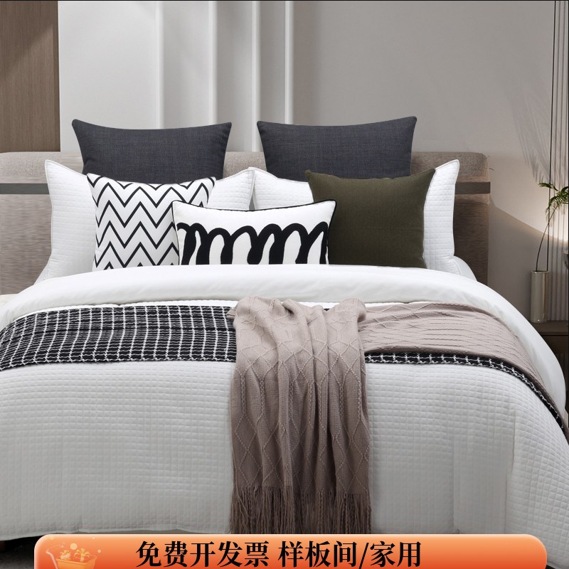 软装装饰搭配样板p间样板房多件套现代简约绿色床品