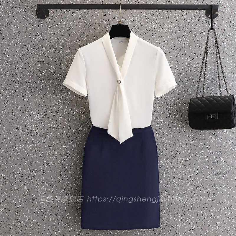 白色衬衫女高端职业装工作服酒店前台珠宝店售楼部医美.工作装套