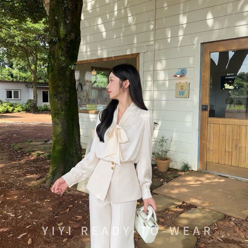 【温柔恋人】小个l子法式气质通勤套装女秋季新款衬衫阔腿裤两件