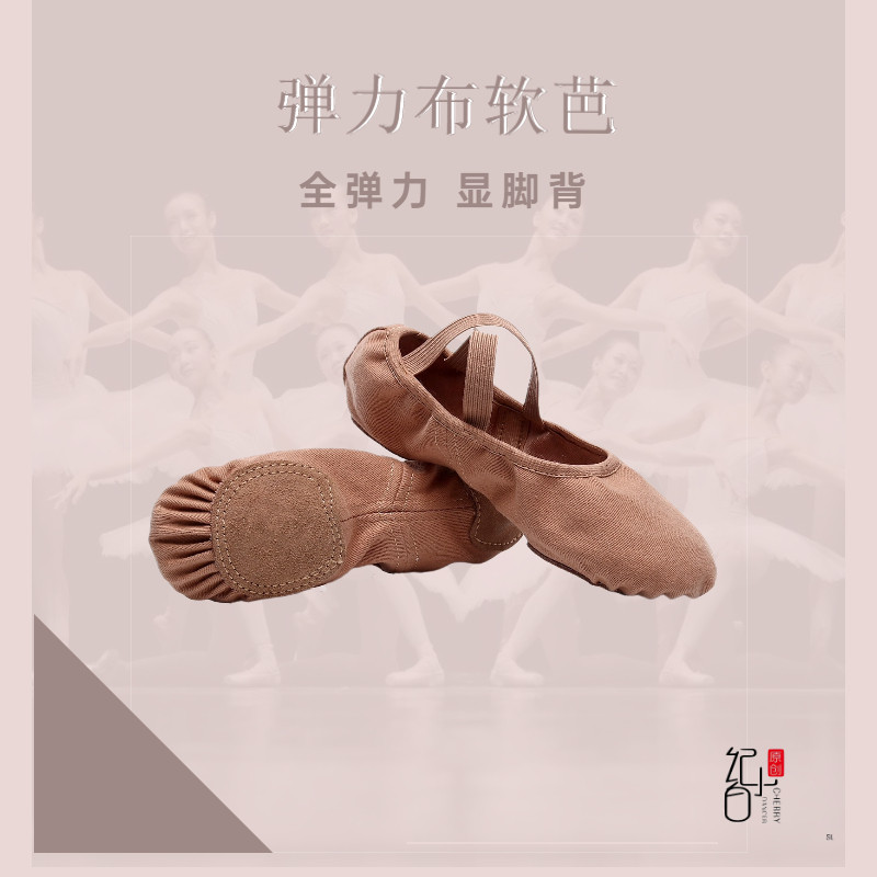 纪小白新款全弹力布舞蹈鞋女软z底练功鞋成人猫爪鞋形体鞋芭蕾推