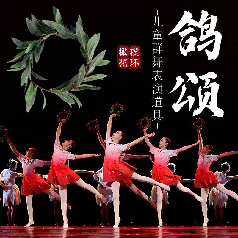 鸽颂羽毛舞蹈道具橄榄花环儿童小荷风采鸵鸟羽毛舞台Y表演跳舞专