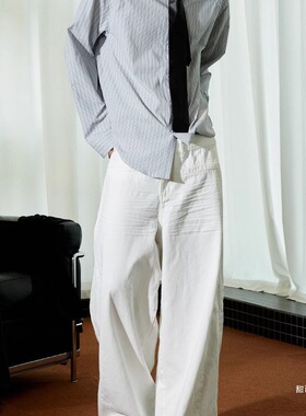 高街美式白色直筒阔腿牛仔裤男潮流宽松百搭休闲裤春秋季新款