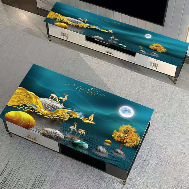 可定制PVC防水防油免洗茶几电视柜垫奢华简约中式塑料软玻璃桌垫