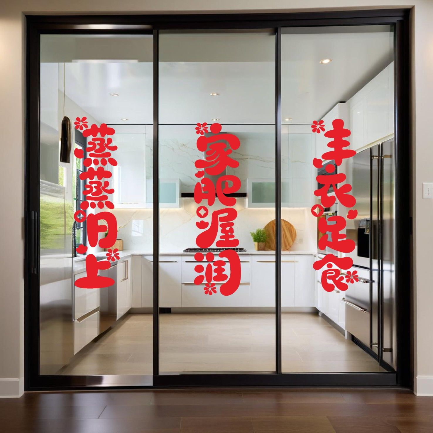 乔迁之喜玻璃门推拉贴纸窗