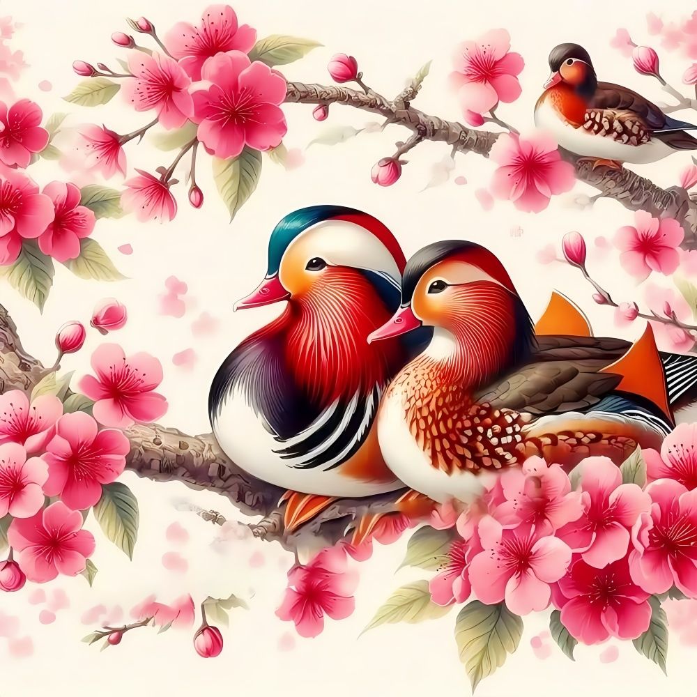 天赐良缘梅花鸳鸯装饰贴纸