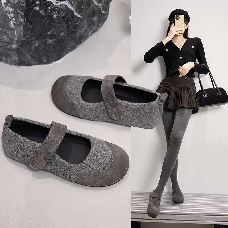 一字带魔术贴玛丽珍单鞋女2025款