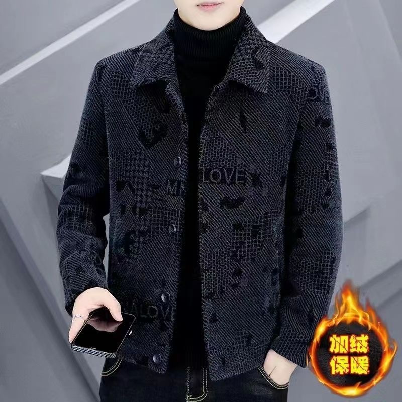 2023男士秋冬新款翻领高档毛呢