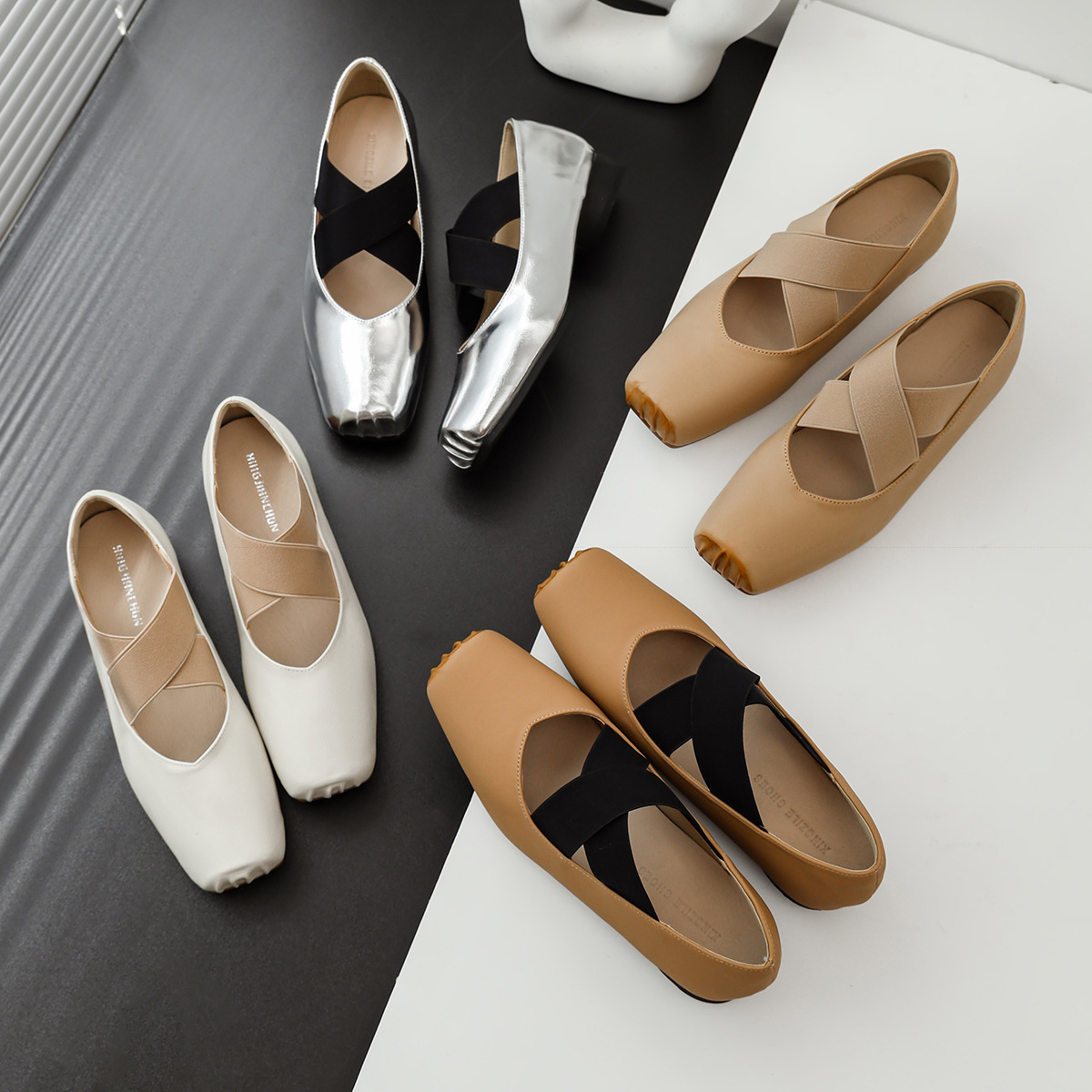 单鞋女芭蕾舞鞋真皮方头法式复古