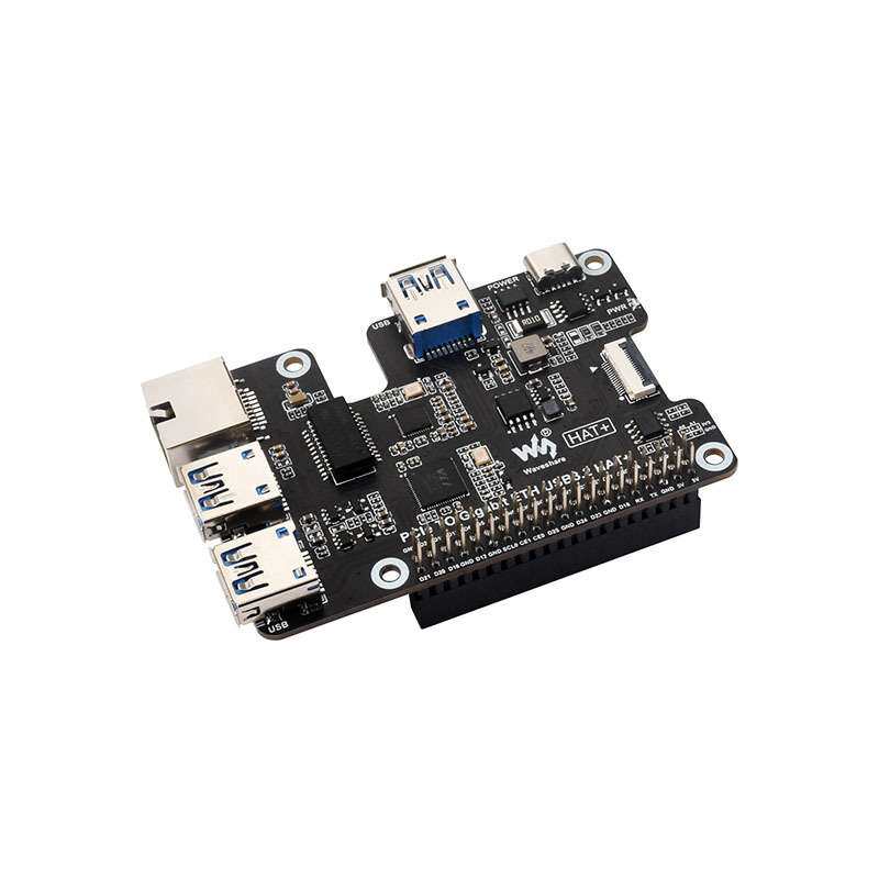 树莓派5 PCIE转RJ45千兆网口转接板 三路USB HUB接口扩展板免驱动