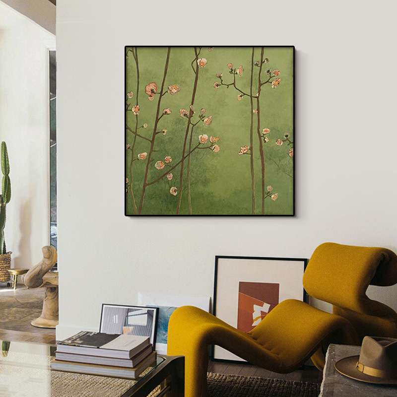 中古风绿色蝴蝶客厅装饰画法式沙发背景墙挂画小众艺术卧室床头画图片