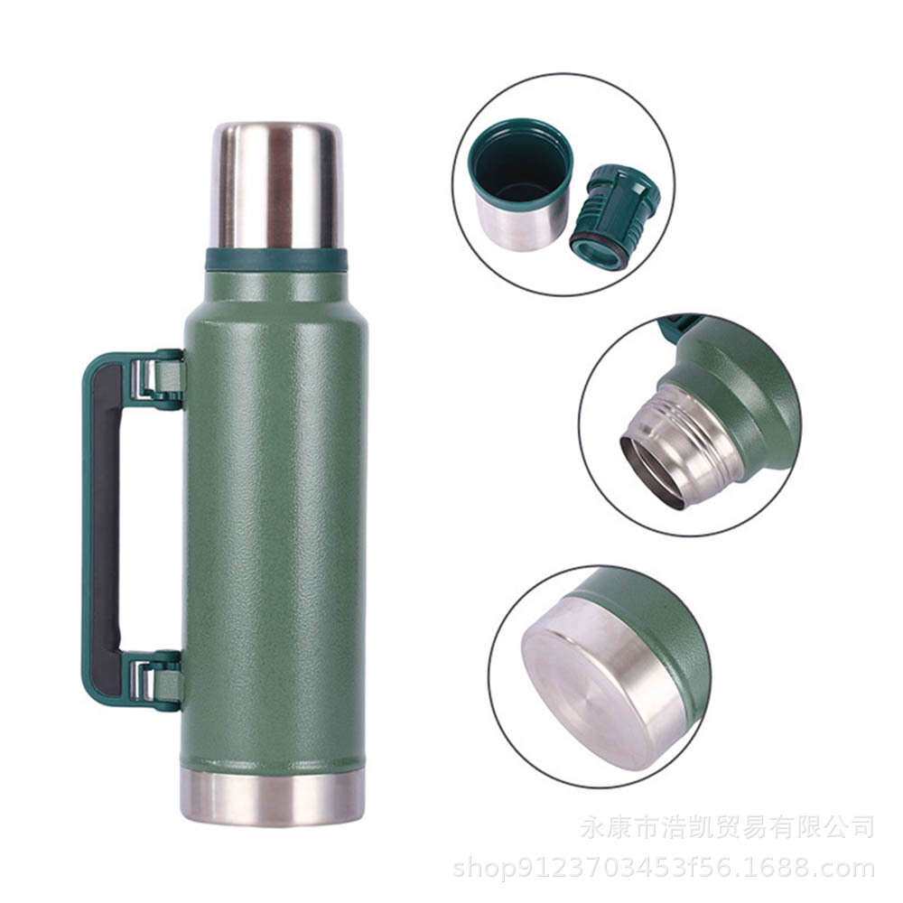 新款带提手不锈钢保温杯钢盖真空户外运动水壶便携美式大口太空壶