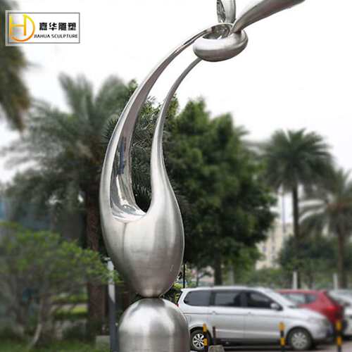 大型不锈钢雕塑户外园林景观抽象镜面铁艺镂空异型金属摆件制作