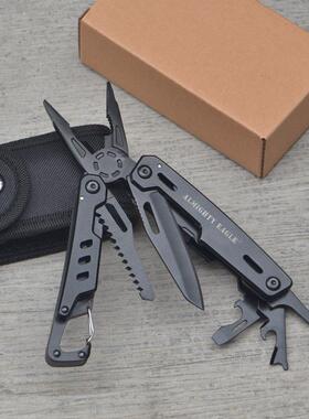 多功能刀钳不锈钢多用途折叠尖嘴钳户外EDC便携应急工具全黑色