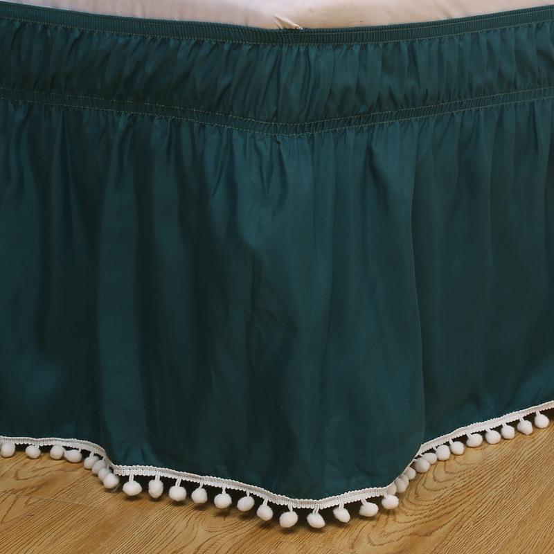 外贸爆款纯色松紧床裙球球款速卖通热销热销Pom Pom Bed Skirt
