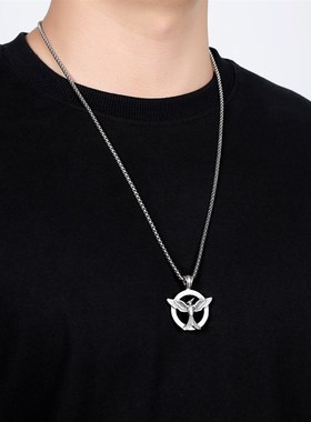 饥饿游戏嘲笑鸟项m链欧美男士嘻哈项链朋克风钛钢吊坠饰品
