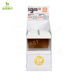 工厂定制生产烘焙用品瓦楞纸展示架烤盘超市纸货架促销纸陈列架