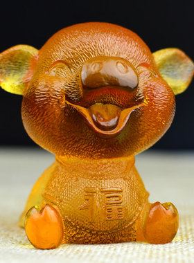 琉璃十二生肖鼠牛虎兔龙蛇马羊猴鸡狗猪动物工艺品摆件生日礼物