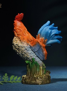 箐铜记《五德灵鸡》生肖鸡黄铜摆件客厅玄关办公室礼品