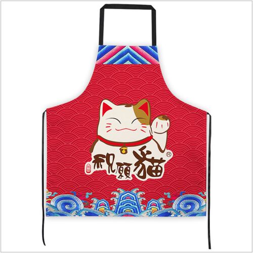 厨房围裙满版印图咖啡店奶茶店防油防污工作服DIY定制印图印logo
