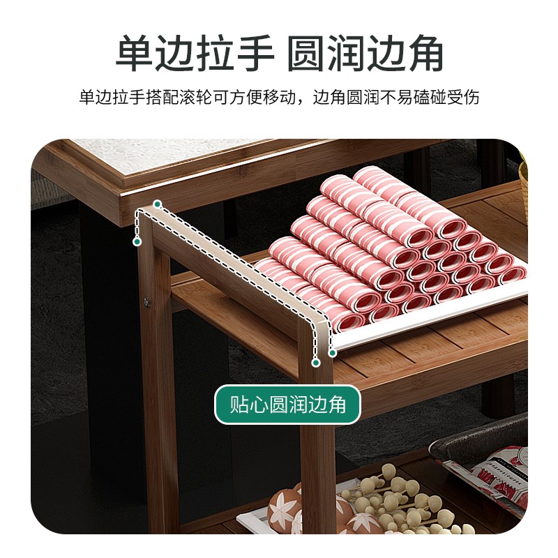 移动餐车置物架多功能家用火锅烤肉店带轮菜架商用餐厅多层收纳架
