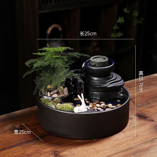 新中式流水循环水招财办公室桌面装饰品茶几喷泉小摆件开业礼物
