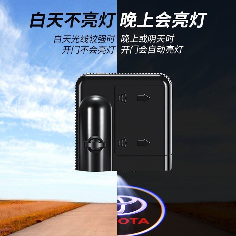 现货速发车门迎宾灯照地灯无线感应投影灯开门免接线车载汽车装饰