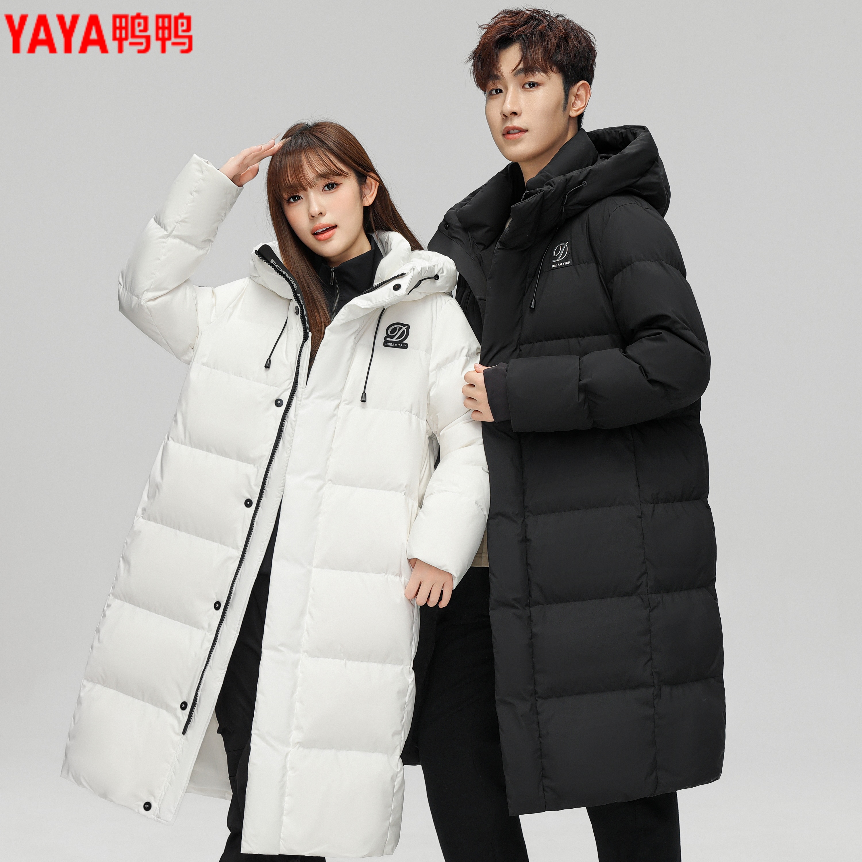 鸭鸭2025年冬季男女款长款羽绒服