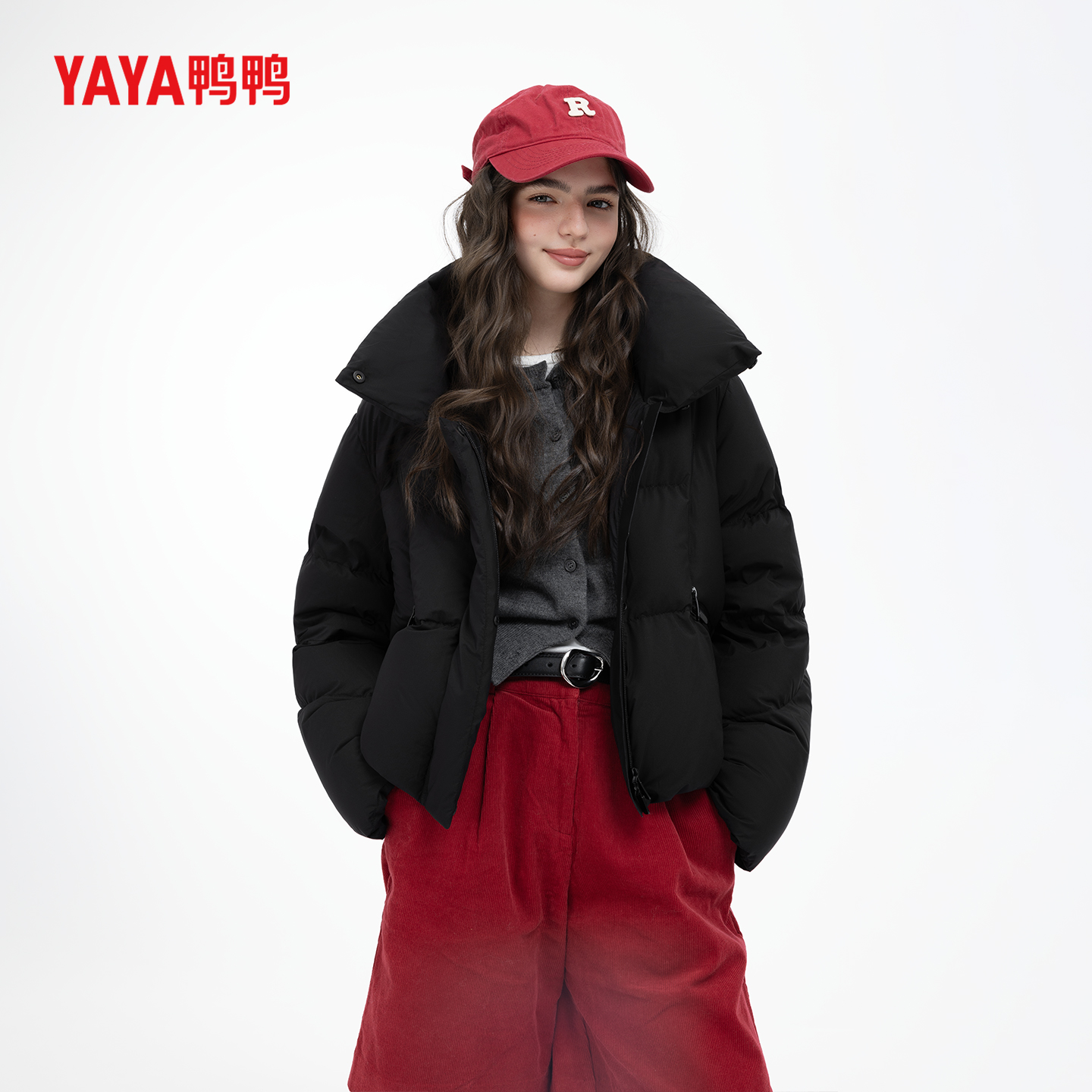 鸭鸭官方正品羽绒服女短款厚外套