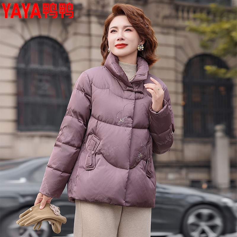 鸭鸭中老年加厚短款羽绒服