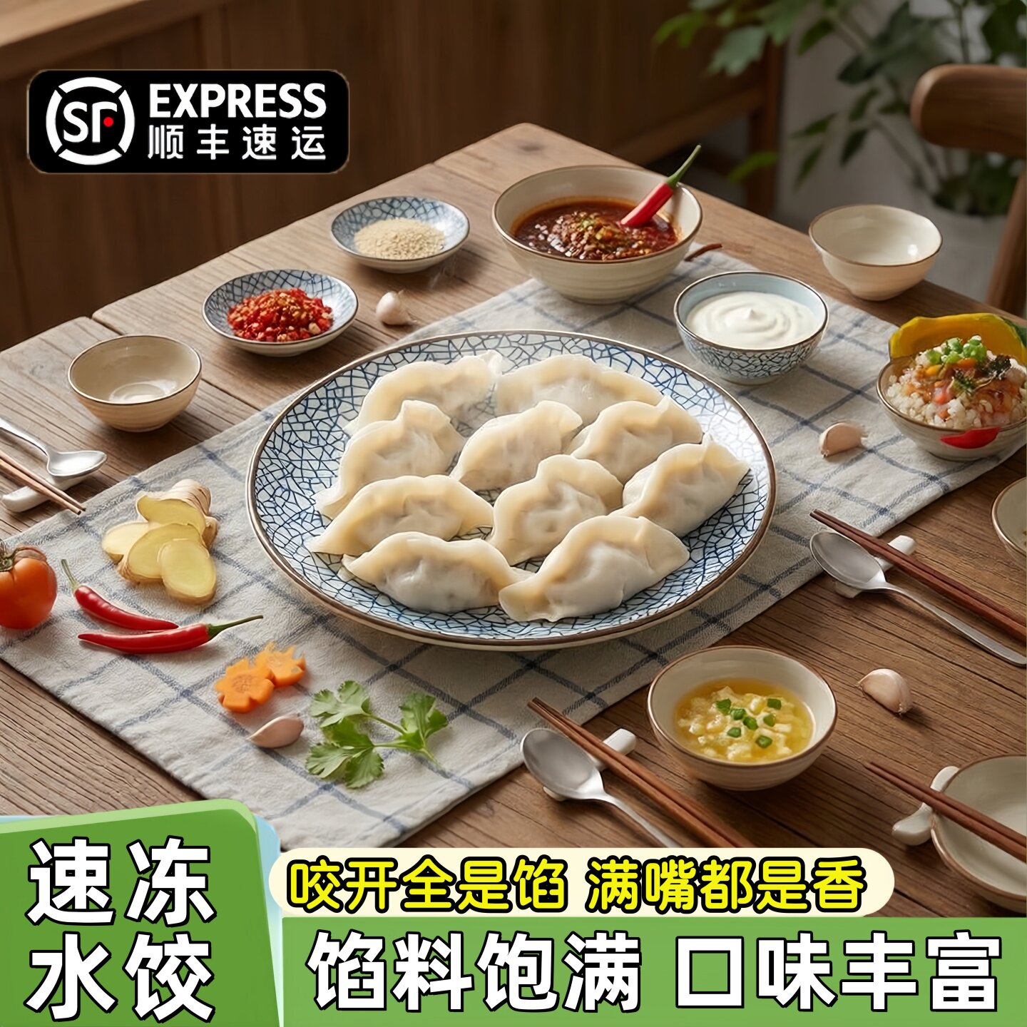鲅鱼水饺手工猪肉大葱饺子韭菜鸡蛋牛肉速食早餐半成品冷冻蒸煎饺