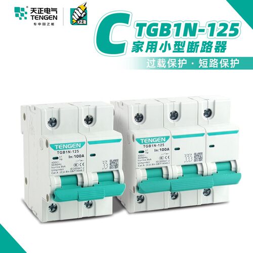 天正电气TGB1N-125A100A80空气开关1P2P3P4PDZ47小型断路器TENGEN