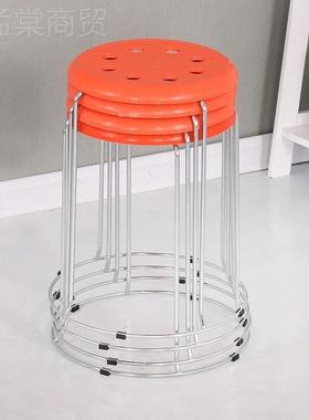 加厚塑料钢筋凳VYP时尚换收鞋凳凳地子毯皮凳子铁铁圆凳子纳凳圆