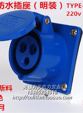 防水IP44航空工业插座明装3芯16A 220V 2P+E 6h TYP013 TYPE-113