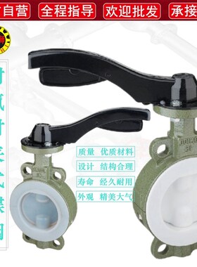 衬氟对夹蝶阀 D71F-16铸钢涡轮传动衬PTFE PFA四氟全半衬里蝴蝶阀